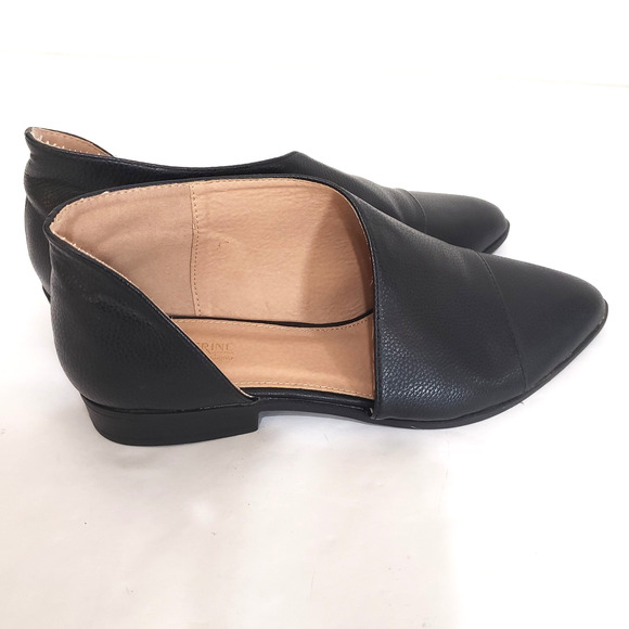 Catharine Malandrino SIZE 10 Flats Zwan Shoes D’Orsay Black Pointed Open Side - Picture 4 of 15